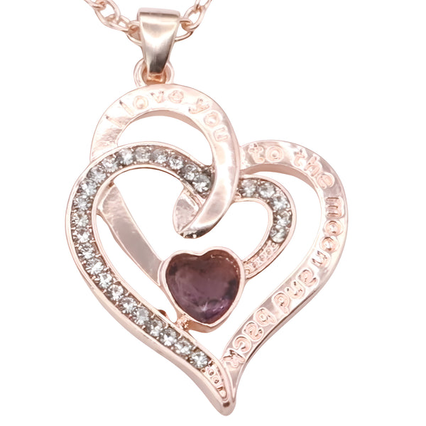 18K Gold Plated Heart Necklace For Women Zinc Alloy Material With Red Princ B302