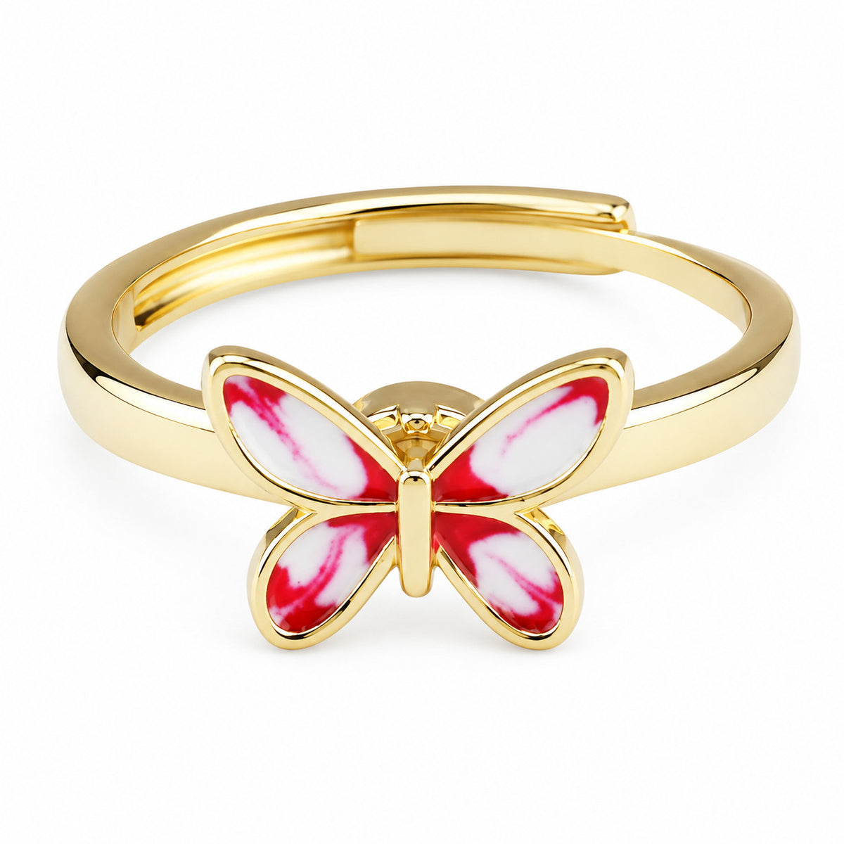 Butterfly Adjustable Open Ring Gold Tone Colourful Butterfly Fashion Ring 1581