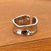 Adjustable Open Ring For Women Men, Silver Colour Wide Band Statement Ring B344