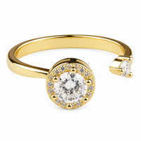Rotatable Spin Ring Halo Solitaire Spinner Ring Adjustable Open Band 1566