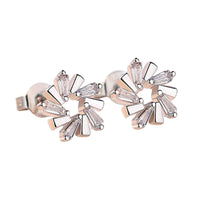 Sparkling Cubic Zirconia Circle Stud Earring for Women 13mm Geometric Round B196