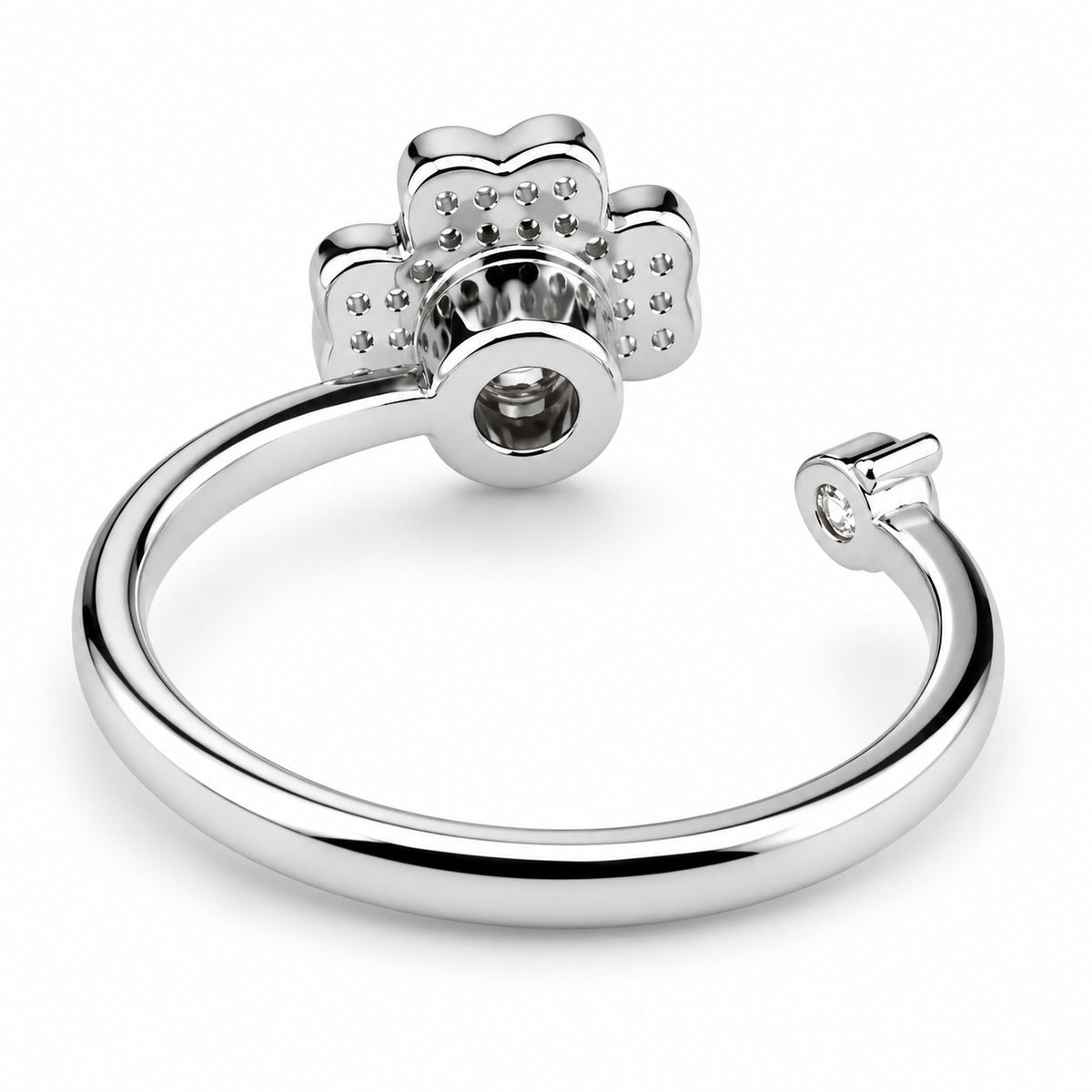 Rotating Spinner Ring Adjustable Fidget Anxiety Four Leaf Clover Crystal 1538