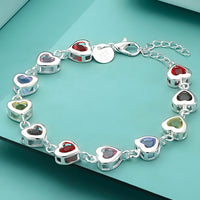 Unified Jewellery Multicolour Heart Crystal Tennis Bracelet Adjustable Wome 1865