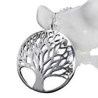 Stainless Steel Tree of Life Necklace for Women – Silver Round Pendant 1100
