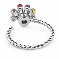 Multicolour Flower Spinner Ring Adjustable Open Band Spinning Rotating 1552