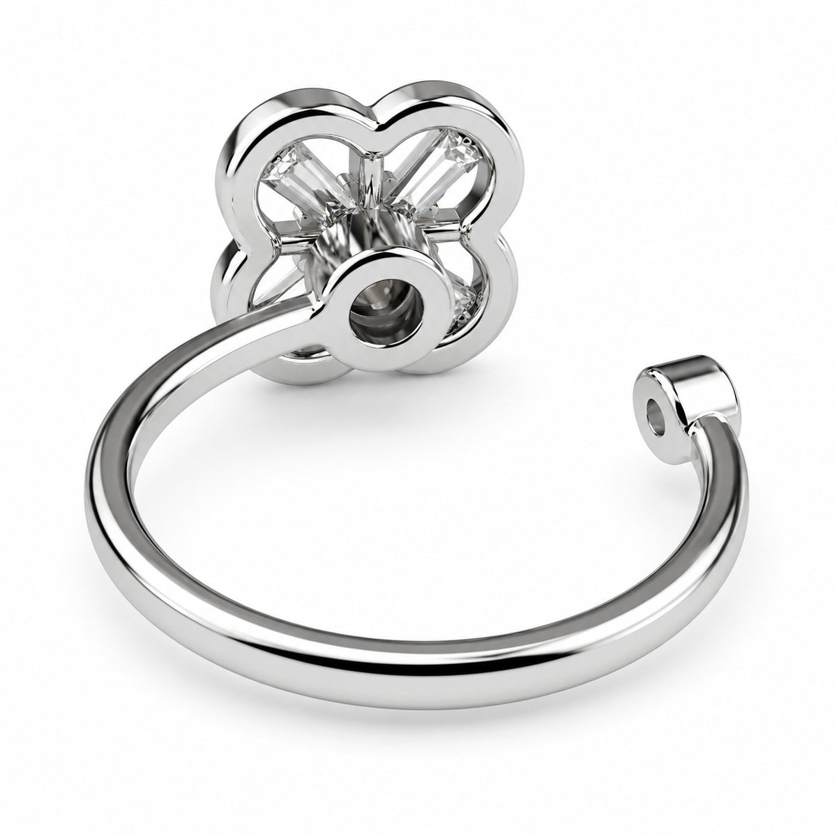 Adjustable Open Fidget Ring Anxiety Relief Clover Flower Baguette Zircon 1534