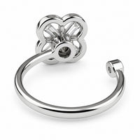 Adjustable Open Fidget Ring Anxiety Relief Clover Flower Baguette Zircon 1534