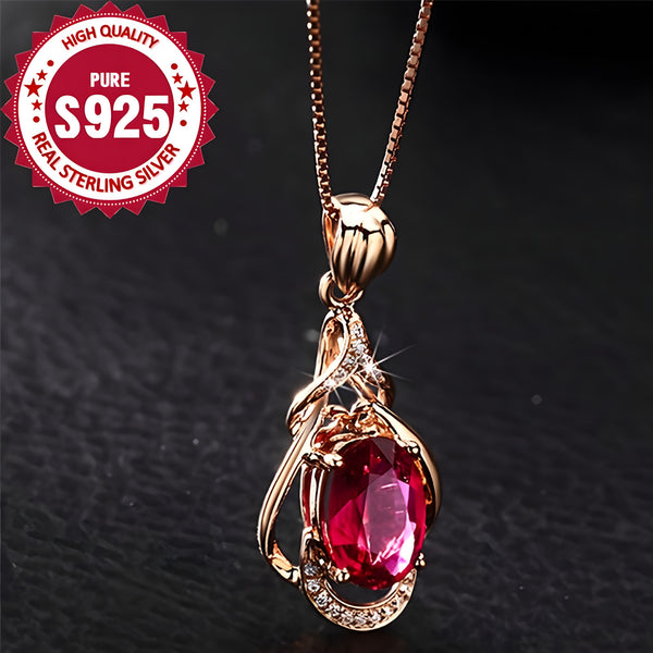 14k Rose Gold Plated Sterling Silver Gourd Flower Pendant Necklace for Women 540