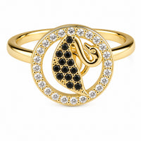 Halo Statement Ring For Women Gold Tone Crystal Border Fashion Ring Elegant 1573