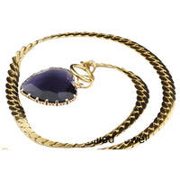 Purple Heart Pendant Necklace 40cm Statement Toggle Chain Clavicle Collar  1330
