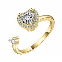 Heart Shape Halo Ring Adjustable Open Band Spinning Rotating Fidget Ring 1545
