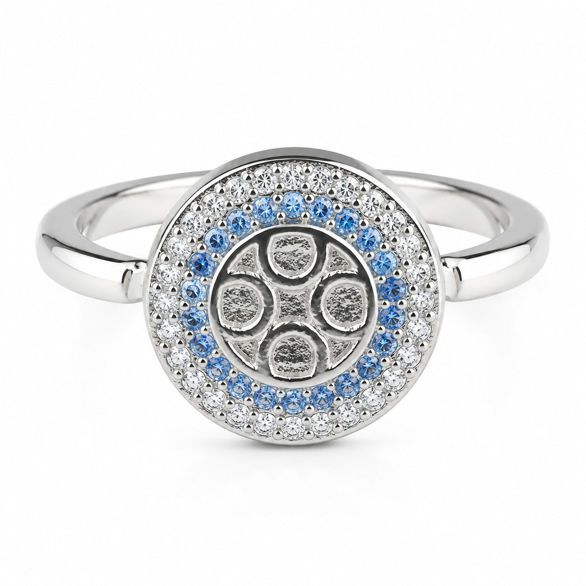 Adjustable Evil Eye Ring Open Circle Halo Ring Blue And Clear Stone Stateme 1578