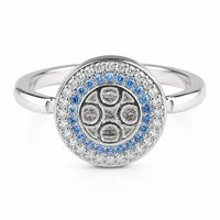 Adjustable Evil Eye Ring Open Circle Halo Ring Blue And Clear Stone Stateme 1578