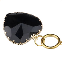 Black Heart Pendant Necklace Bold Toggle Chain Statement Collar Necklace 1329