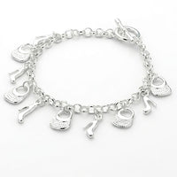 Handbag and High Heel Charm Bracelet, 20cm Statement Link Chain with Toggle 1881