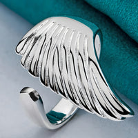 Unified Jewellery Adjustable Angel Wing Feather Statement Ring Women Silver 1867