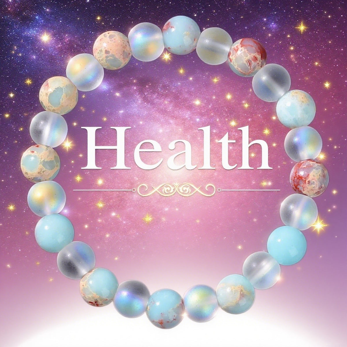 Aura Quartz and Ocean Sediment Beaded Bracelet - Unisex - Homeopathic 1857