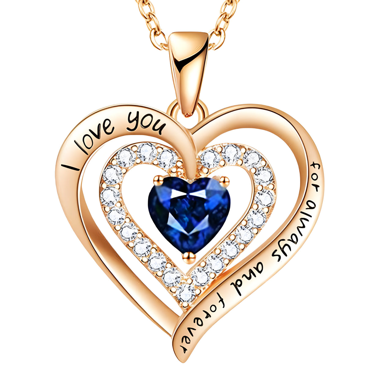 Gold Plated Zinc Alloy Heart Pendant Necklace with Heart-Shaped Coloured B298