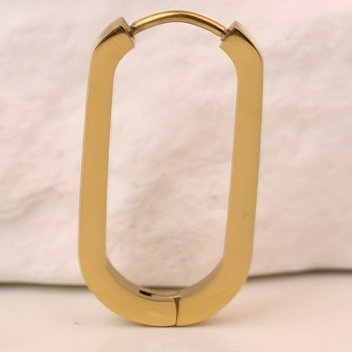 Gold Hoop Earrings Women, Small Stainless Steel Geometric Triangle Rectangle 549