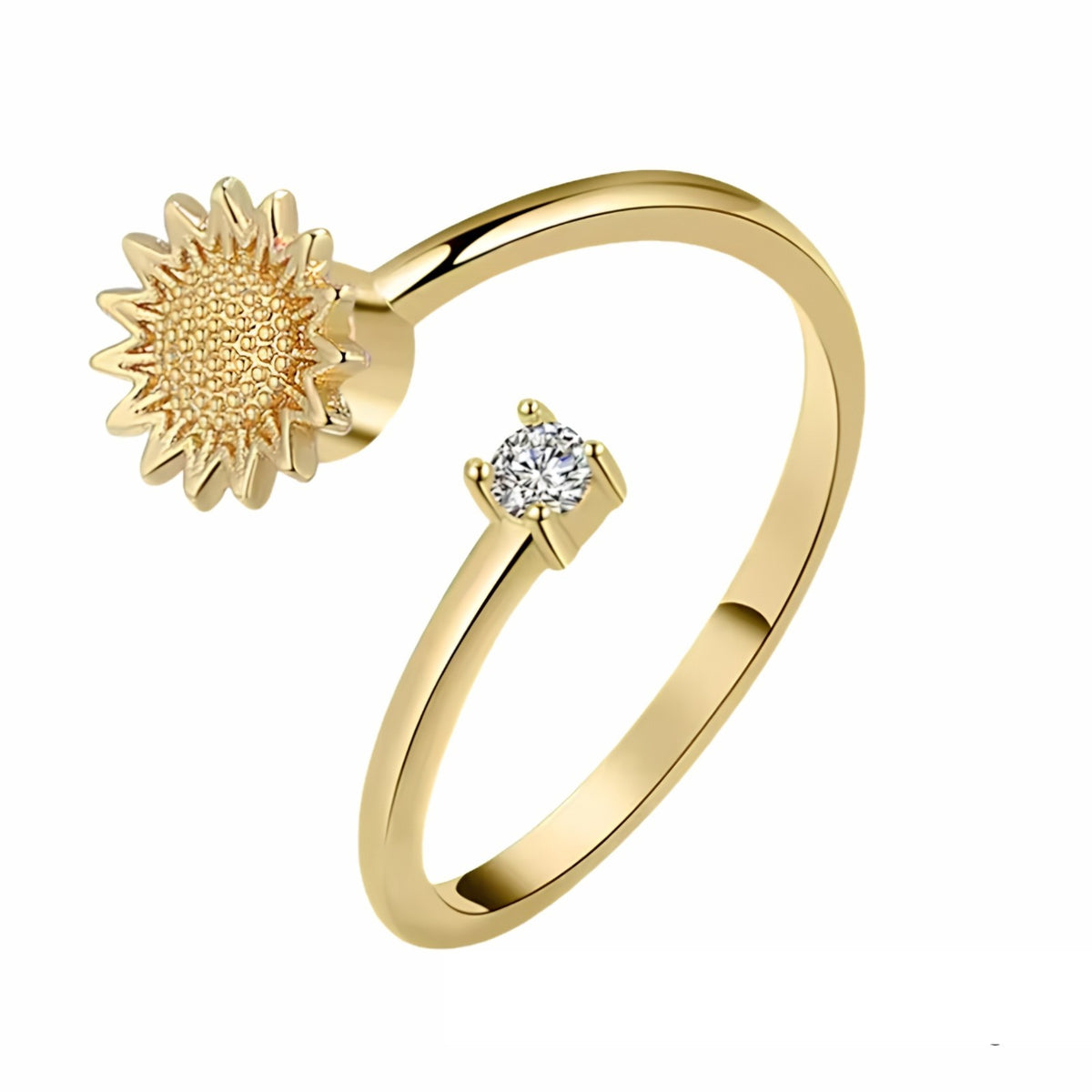 Sunflower Spinner Ring Rotatable Adjustable Open Ring Spinning Fidget Ring 1543