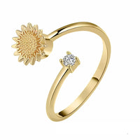 Sunflower Spinner Ring Rotatable Adjustable Open Ring Spinning Fidget Ring 1543