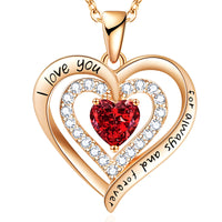 Heart Pendant Necklace Women - Gold Plated Zinc Alloy Double Heart Pendant B296
