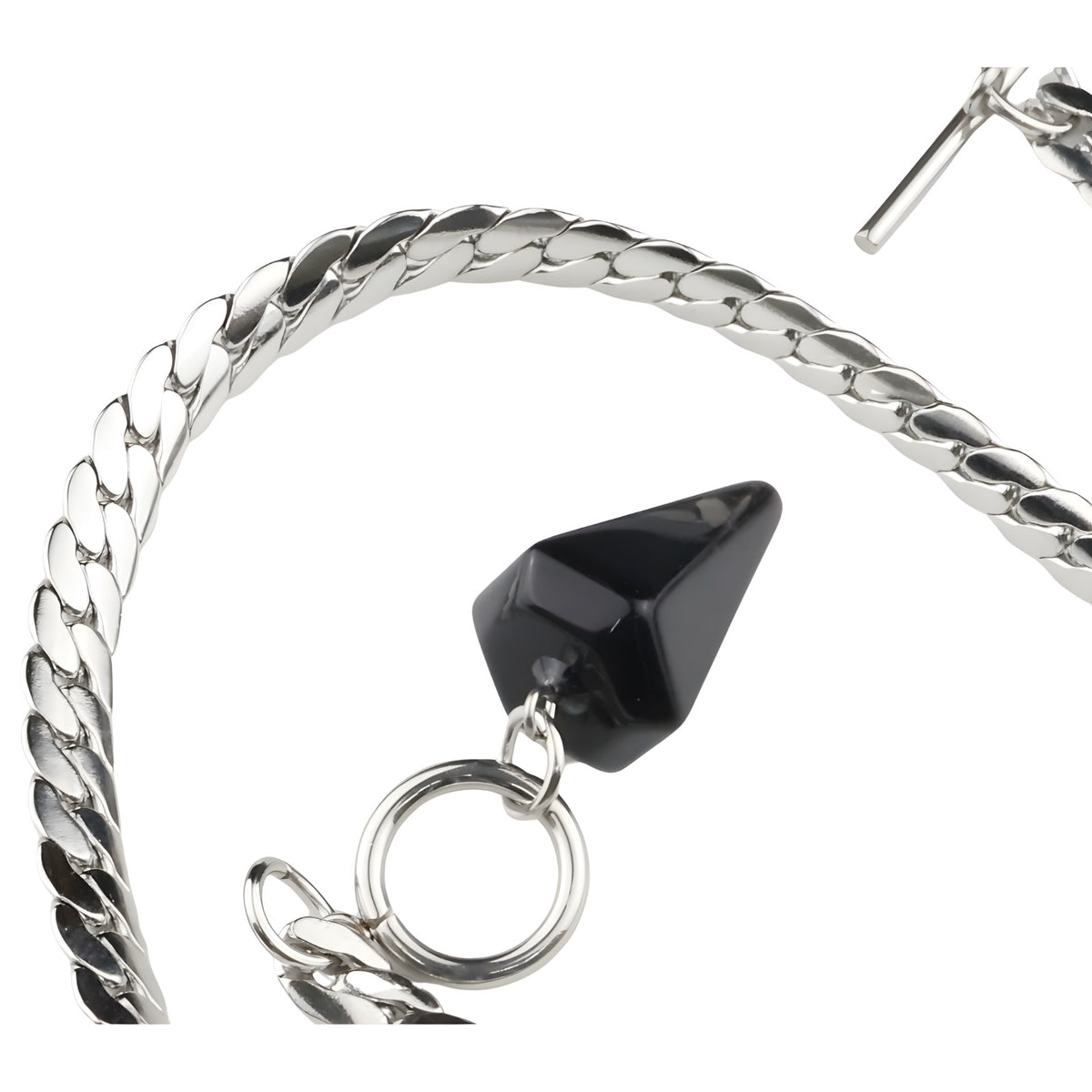 Black Cone Pendant Necklace 40cm Cuban Chain Toggle Clasp Gothic Minimalist 1326