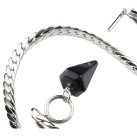 Black Cone Pendant Necklace 40cm Cuban Chain Toggle Clasp Gothic Minimalist 1326