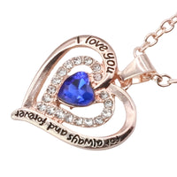 Gold Plated Zinc Alloy Heart Pendant Necklace with Heart-Shaped Coloured B298