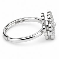 Rotatable Four-Leaf Clover Spinner Ring White Zircon Heart Petal Adjustable 1530