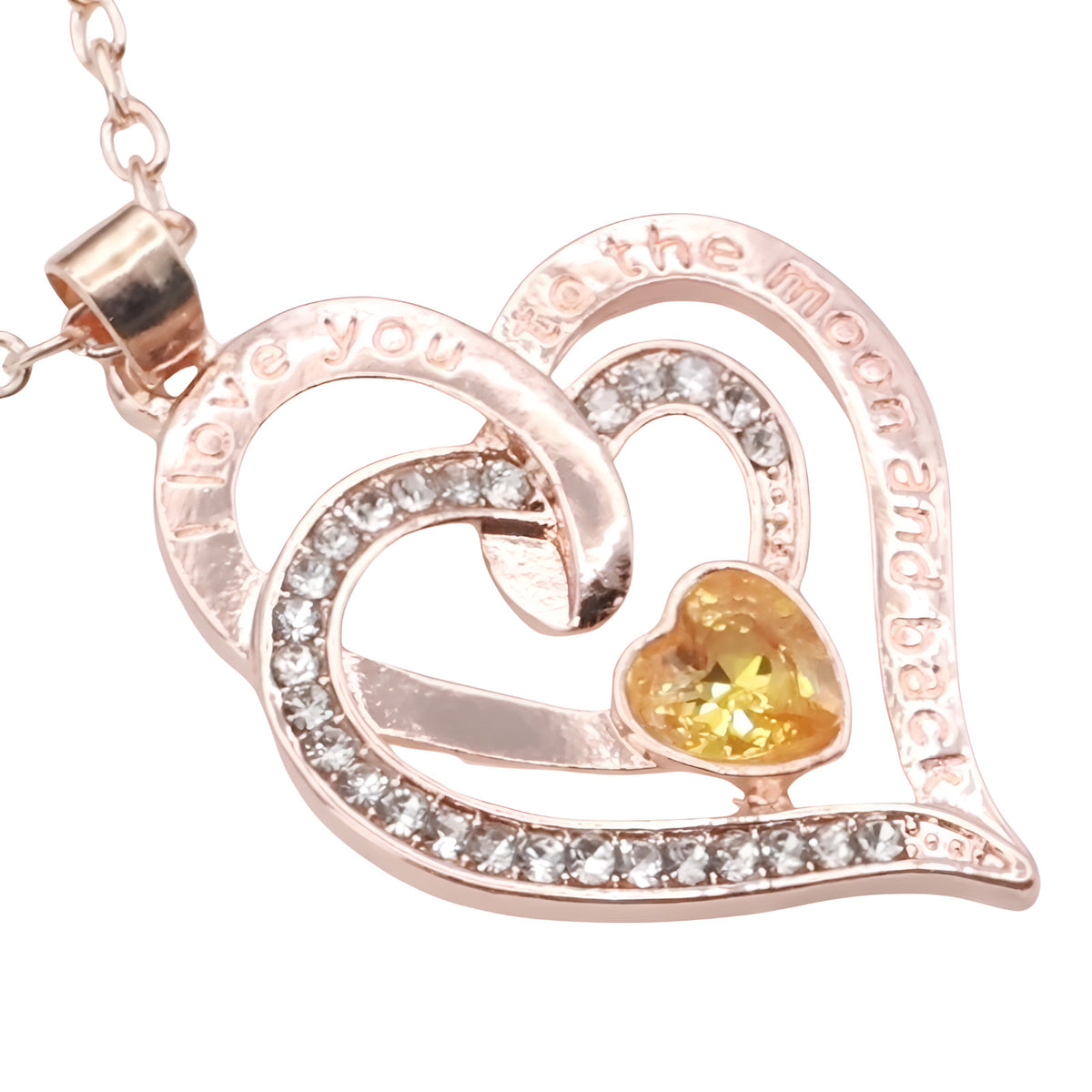 18K Gold Plated Heart Shaped Pendant Necklace Women Zinc Alloy Romantic B312