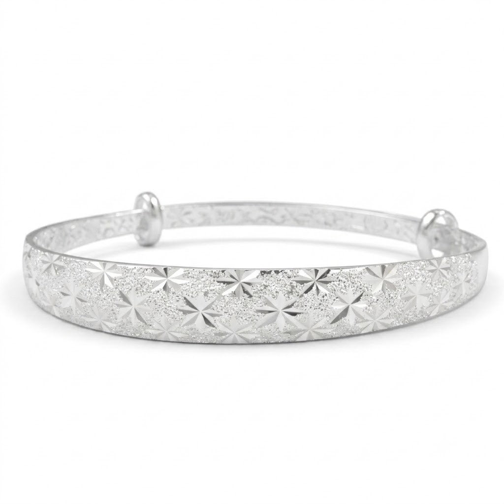 Unified Jewellery Engraved Floral Wide Bangle Adjustable Bracelet Women 1863