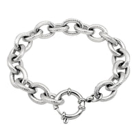 Gold Colour Chunky Link Bracelet Women, Luxury Textured Oval Chain Bracelet B331