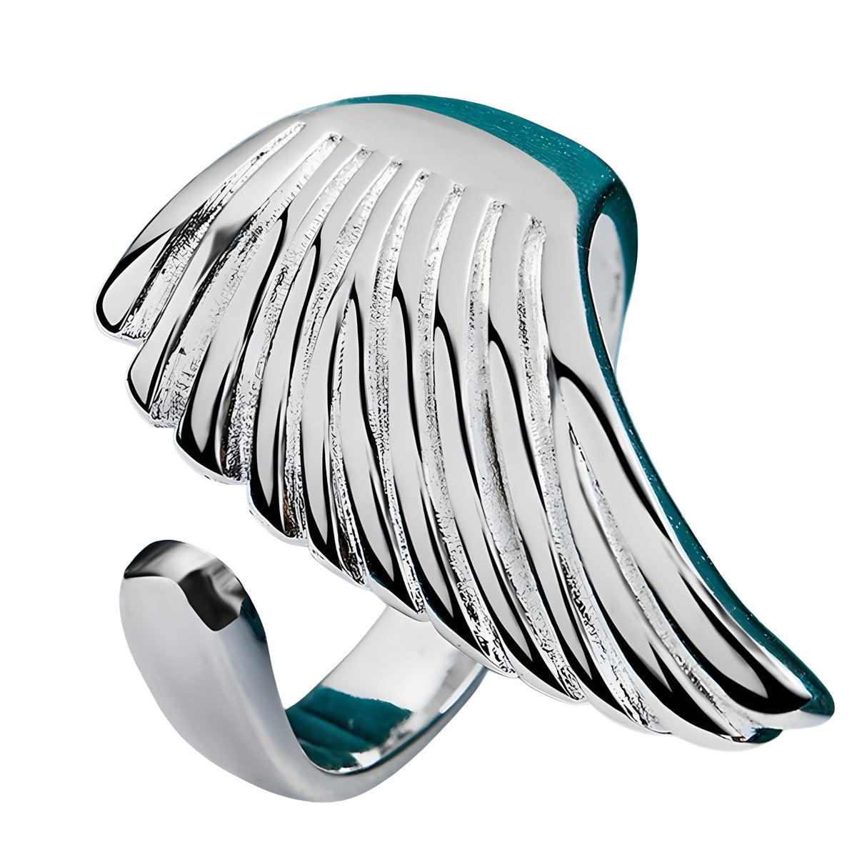 Unified Jewellery Adjustable Angel Wing Feather Statement Ring Women Silver 1867
