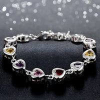 Unified Jewellery Multicolour Heart Crystal Tennis Bracelet Adjustable Wome 1865