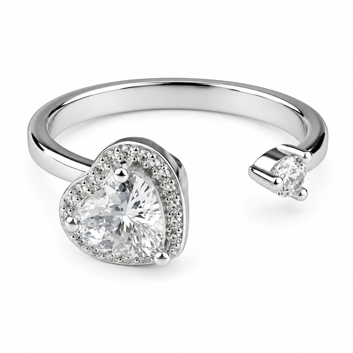 Heart Halo Spinner Ring Adjustable Open Ring Rotating Fidget Ring Anxiety 1546