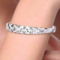 Unified Jewellery Engraved Floral Wide Bangle Adjustable Bracelet Women 1863