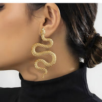 Gold Snake Earrings for Women Trendy Zinc Alloy Serpent Shaped Drop Earrings 757
