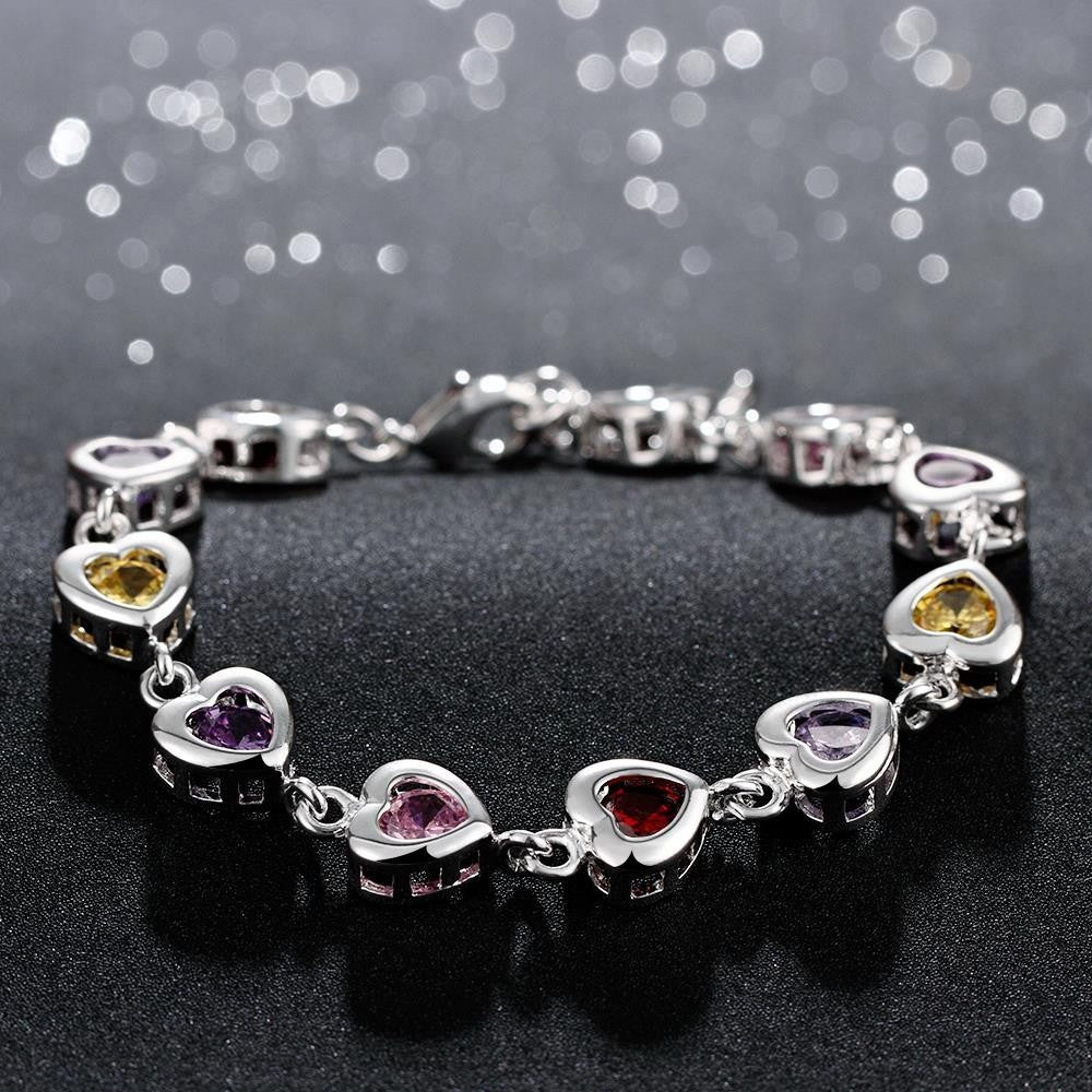 925 Sterling Silver Noble Charm Bracelets Zircon Chain Crystal Jewelry B195