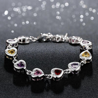 925 Sterling Silver Noble Charm Bracelets Zircon Chain Crystal Jewelry B195