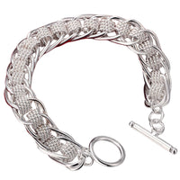 925 Sterling Silver 20 cm Multi Strand Bracelet with Braided Mesh Chain 1869