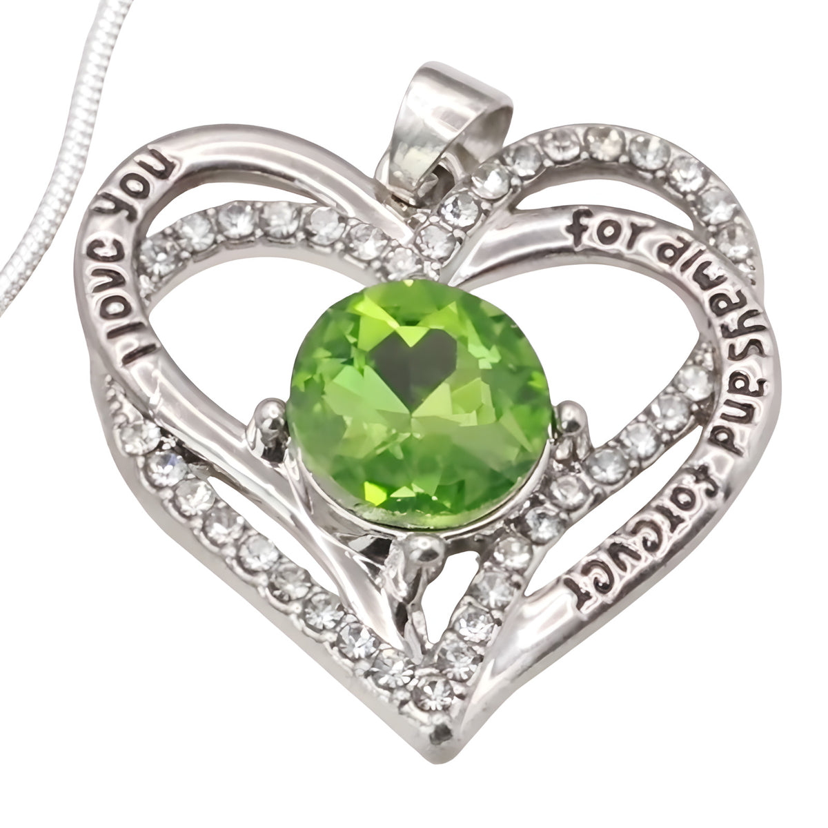 Lime Citrine Yellow Zircon Heart Necklace Women Rhodium-Plated Base Metal B275