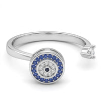 Rotatable Blue Halo Spinner Ring Zircon Adjustable Fidget Anxiety Stress 1526