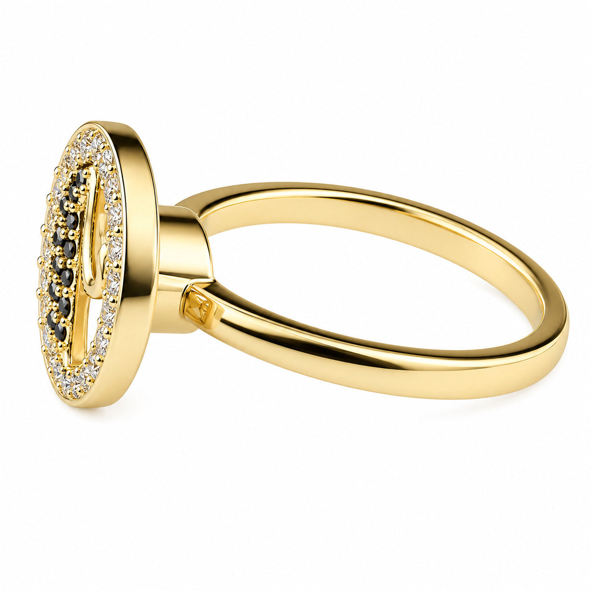 Halo Statement Ring For Women Gold Tone Crystal Border Fashion Ring Elegant 1573