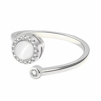 Adjustable Open Ring Silver Tone Halo Statement Ring Clear Stone Accent 1583