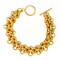 Gold Colour Chunky Chain Bracelet For Women, Luxury Woven Link Bracelet B332