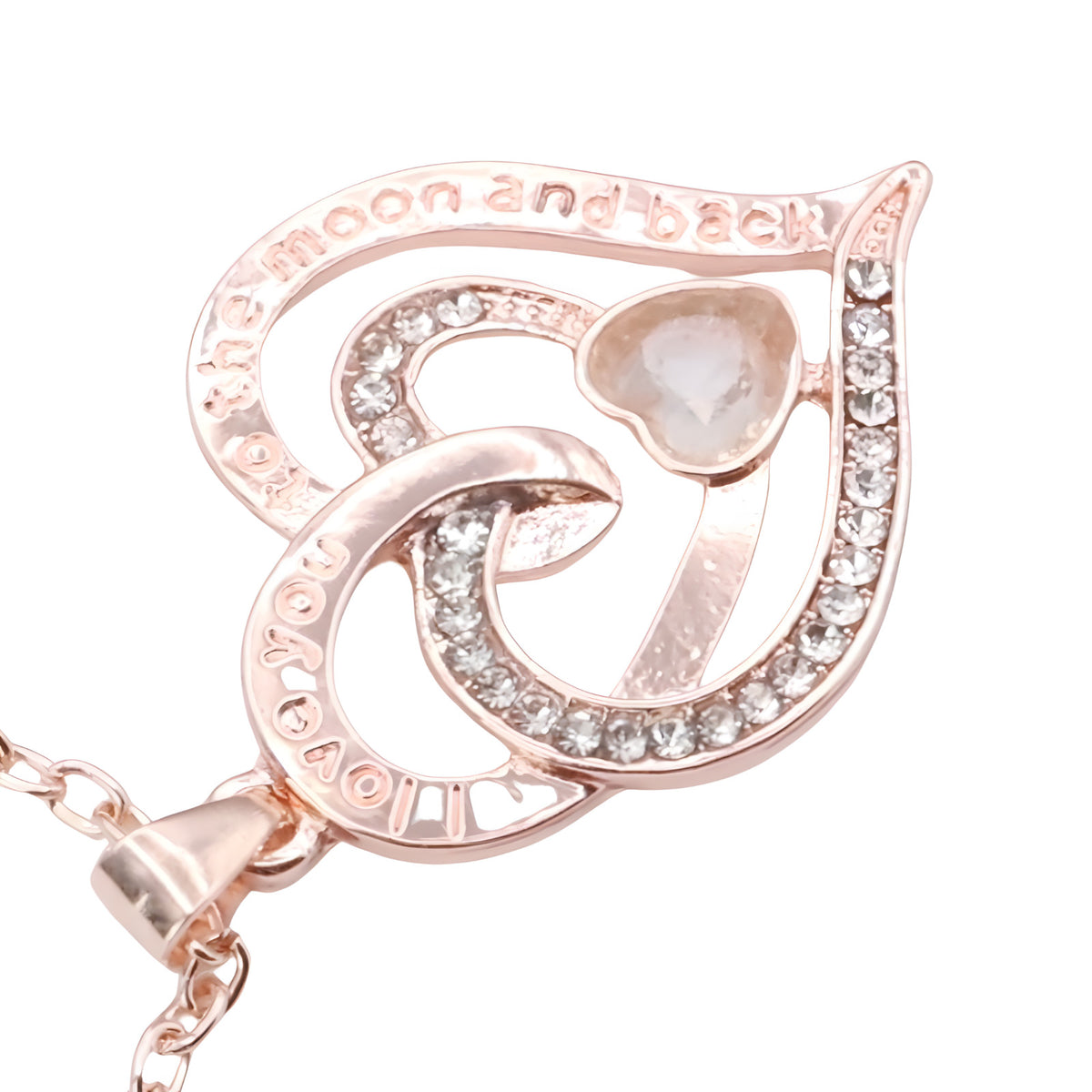 Heart Design Crystal Rhinestone Channel Zinc Alloy 18K Gold Plated Necklace B305