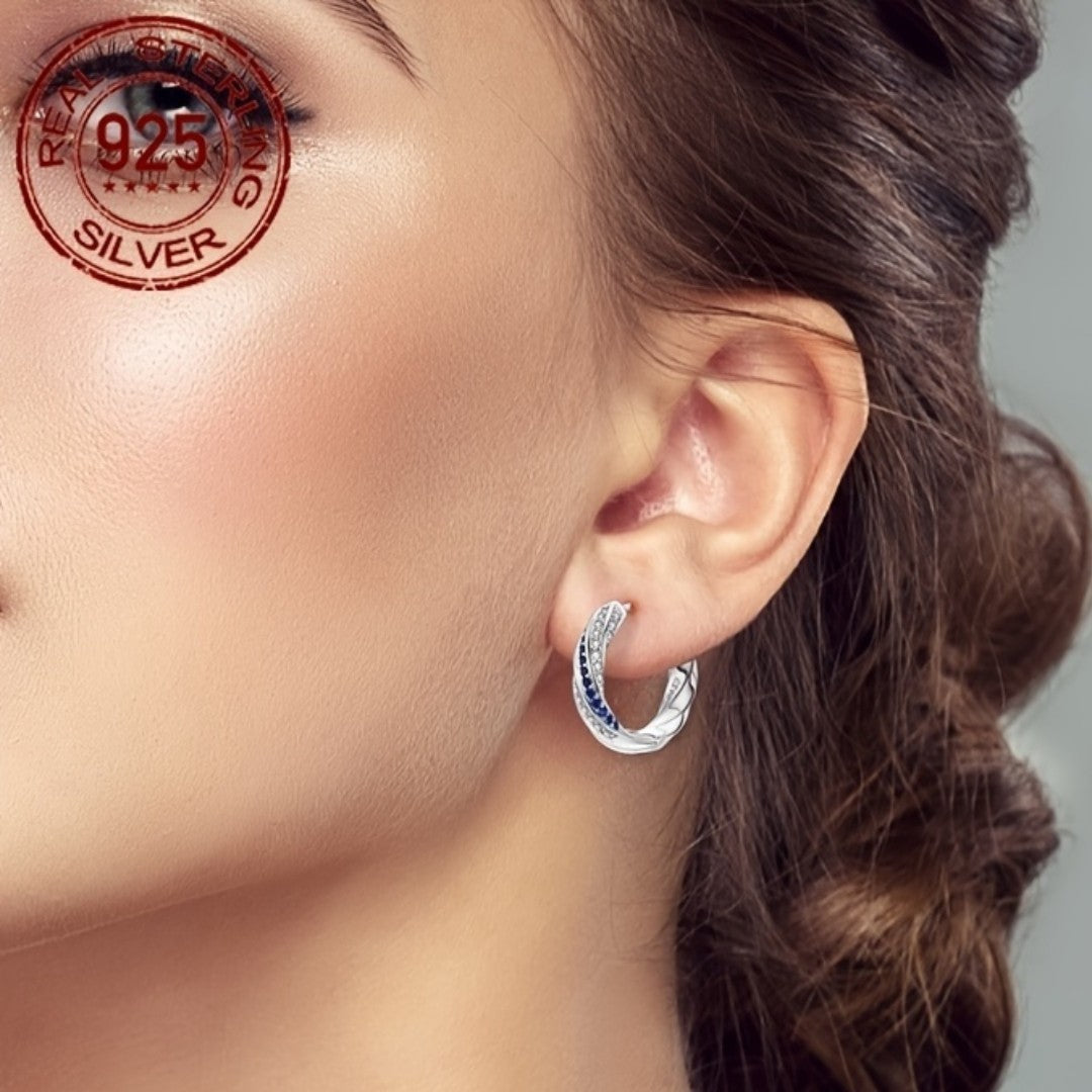 925 Sterling Silver Colored Zirconium Stars Hoop Earrings For Women Jewelry 539