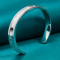 Unified Jewellery 7mm Roman Numeral Adjustable Open Cuff Bracelet Women 17g 1868