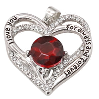 Heart Zircon Pendant Necklace Women Stainless Steel Link Chain Red Stone B270